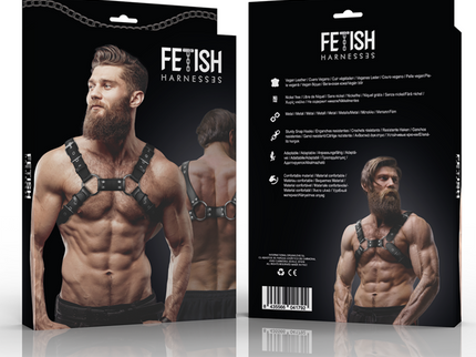 FETISH SUBMISSIVE ATTITUDE - MENS ADJUSTABLE ECO-LEATHER CHEST BULLDOG HARNESS