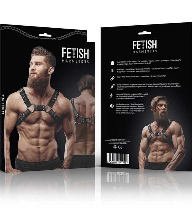 FETISH SUBMISSIVE ATTITUDE - MENS ADJUSTABLE ECO-LEATHER CHEST BULLDOG HARNESS
