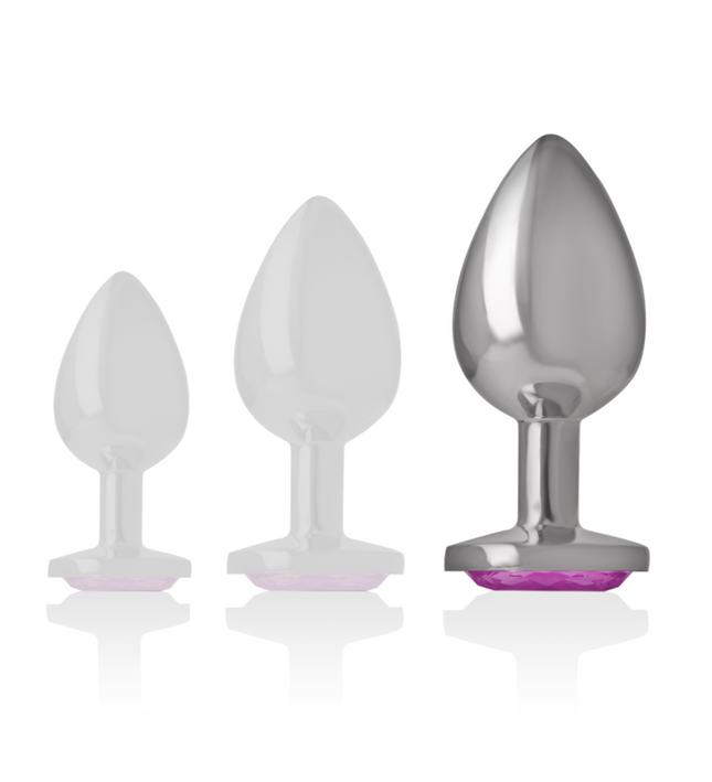 INTENSE - ALUMINUM METAL ANAL PLUG WITH PINK CRYSTAL SIZE L