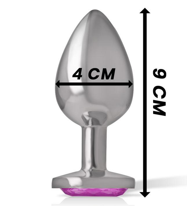 INTENSE - ALUMINUM METAL ANAL PLUG WITH PINK CRYSTAL SIZE L