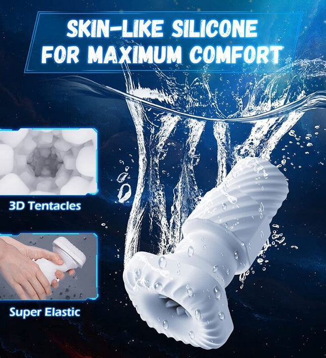 GAME CUP - THRUSTING VIBRATION MASTURBATOR WITH HEATING FUNCTION AND MOBILE SUPPORT - BLACK