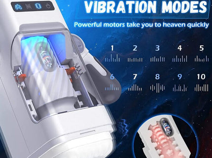 GAME CUP - THRUSTING VIBRATION MASTURBATOR WITH HEATING FUNCTION AND MOBILE SUPPORT - BLACK
