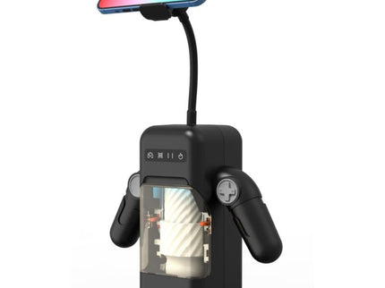 GAME CUP - THRUSTING VIBRATION MASTURBATOR WITH HEATING FUNCTION AND MOBILE SUPPORT - BLACK