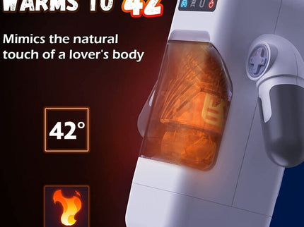 GAME CUP - THRUSTING VIBRATION MASTURBATOR WITH HEATING FUNCTION AND MOBILE SUPPORT - BLACK