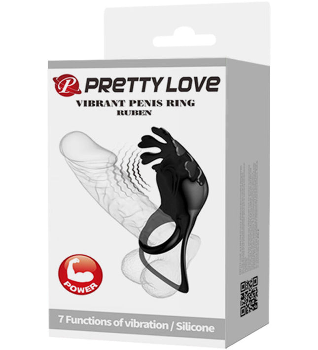 PRETTY LOVE - RUBEN VIBRATOR RING 7 VIBRATIONS BLACK SILICONE
