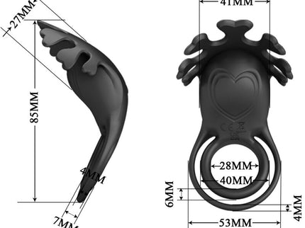 PRETTY LOVE - RUBEN VIBRATOR RING 7 VIBRATIONS BLACK SILICONE