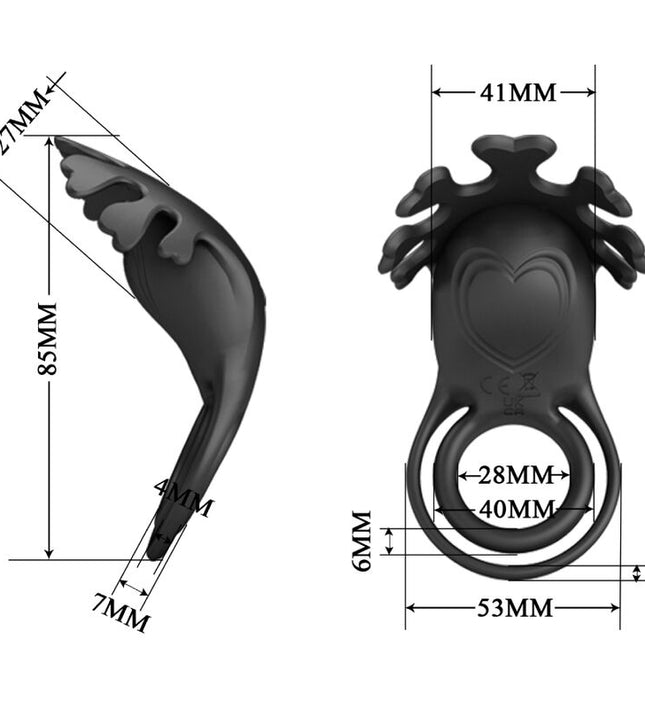 PRETTY LOVE - RUBEN VIBRATOR RING 7 VIBRATIONS BLACK SILICONE