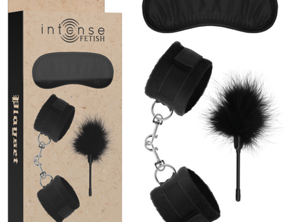 INTENSE - FETISH EROTIC PLAYSET 2 WITH HANDCUFFS, BLIND MASK AND TICKLER
