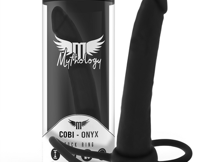 MYTHOLOGY - COBI ONYX ANAL DILDO WITH COCK AND TESTICLE RING 13 SILICONE CM
