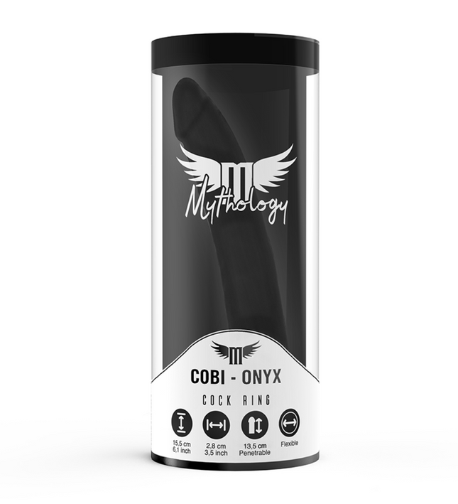 MYTHOLOGY - COBI ONYX ANAL DILDO WITH COCK AND TESTICLE RING 13 SILICONE CM