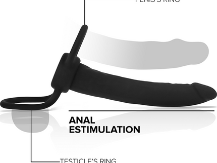 MYTHOLOGY - COBI ONYX ANAL DILDO WITH COCK AND TESTICLE RING 13 SILICONE CM