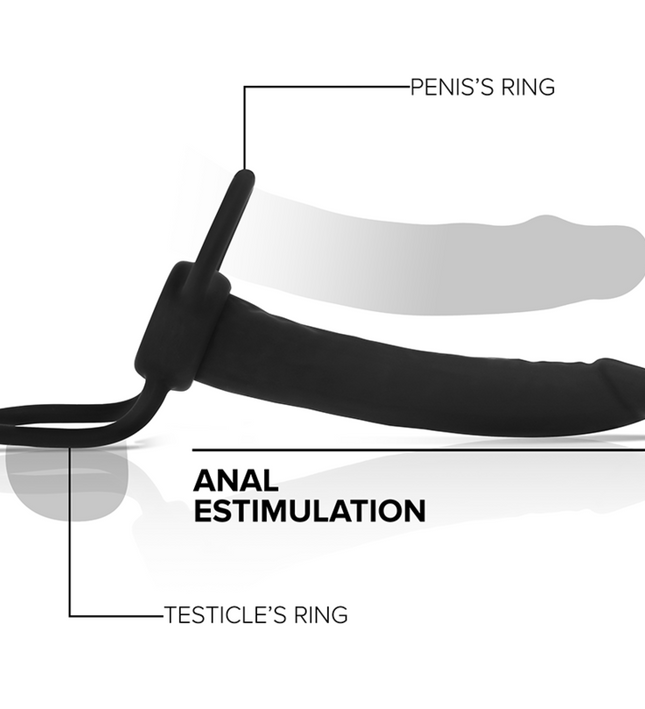 MYTHOLOGY - COBI ONYX ANAL DILDO WITH COCK AND TESTICLE RING 13 SILICONE CM