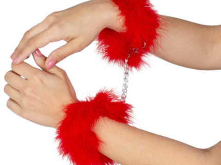 SECRETPLAY - RED MARABOU HANDCUFFS