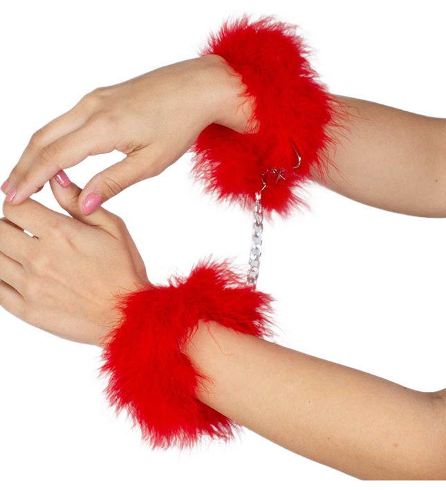 SECRETPLAY - RED MARABOU HANDCUFFS