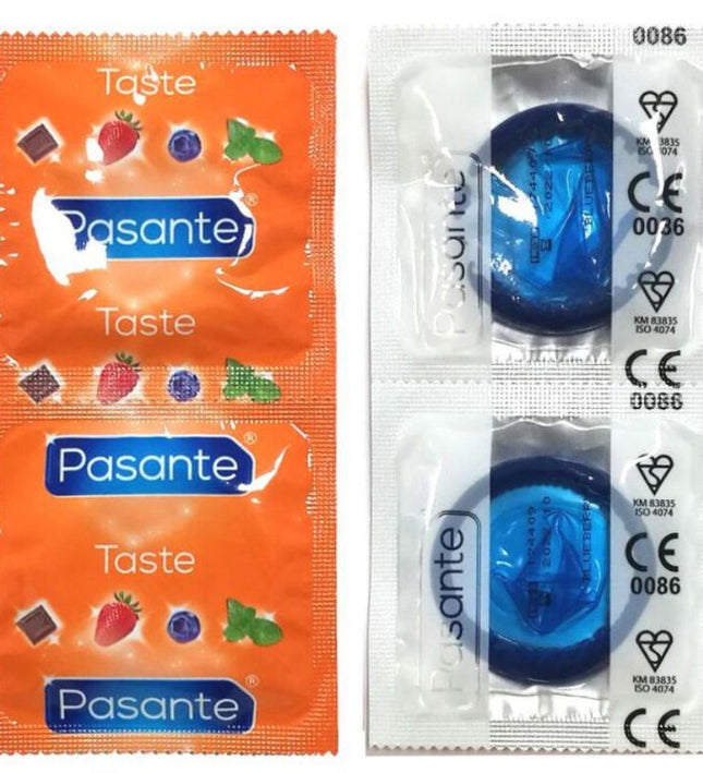 PASANTE - CONDOMS FLAVOR BLUEBERRY BAG 144 UNITS