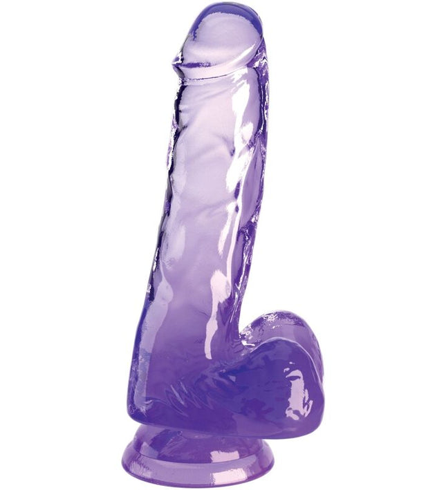 KING COCK - CLEAR REALISTIC PENIS WITH BALLS 13.5 CM PURPLE