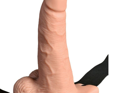 FETISH FANTASY SERIES - ADJUSTABLE HARNESS REMOTE CONTROL REALISTIC PENIS WITH RECHARGEABLE TESTICLES AND VIBRATOR 15 CM