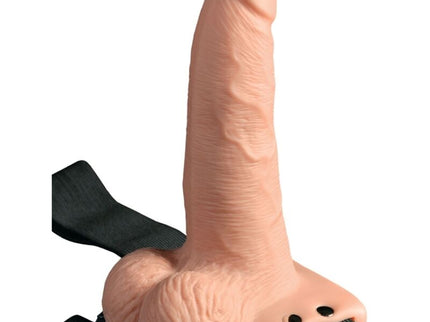 FETISH FANTASY SERIES - ADJUSTABLE HARNESS REMOTE CONTROL REALISTIC PENIS WITH RECHARGEABLE TESTICLES AND VIBRATOR 15 CM