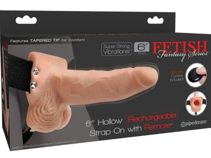 FETISH FANTASY SERIES - ADJUSTABLE HARNESS REMOTE CONTROL REALISTIC PENIS WITH RECHARGEABLE TESTICLES AND VIBRATOR 15 CM