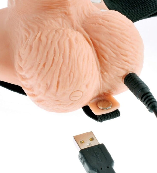 FETISH FANTASY SERIES - ADJUSTABLE HARNESS REMOTE CONTROL REALISTIC PENIS WITH RECHARGEABLE TESTICLES AND VIBRATOR 15 CM