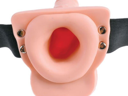 FETISH FANTASY SERIES - ADJUSTABLE HARNESS REMOTE CONTROL REALISTIC PENIS WITH RECHARGEABLE TESTICLES AND VIBRATOR 15 CM