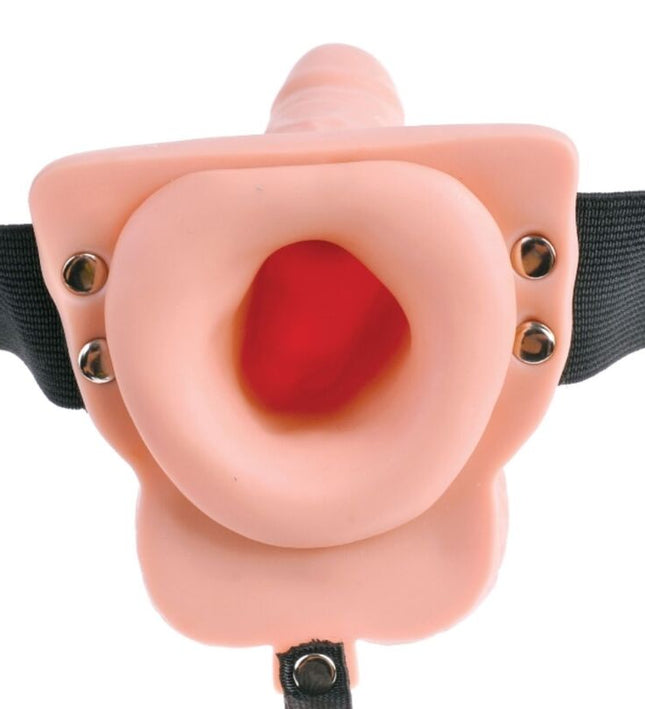 FETISH FANTASY SERIES - ADJUSTABLE HARNESS REMOTE CONTROL REALISTIC PENIS WITH RECHARGEABLE TESTICLES AND VIBRATOR 15 CM