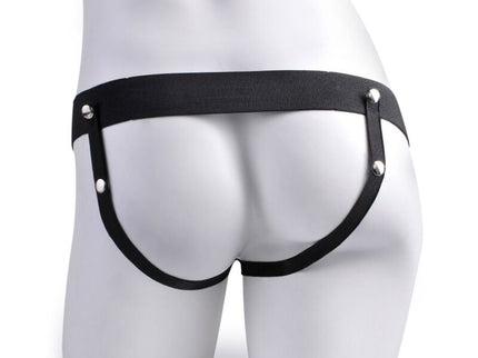 FETISH FANTASY SERIES - ADJUSTABLE HARNESS REMOTE CONTROL REALISTIC PENIS WITH RECHARGEABLE TESTICLES AND VIBRATOR 15 CM