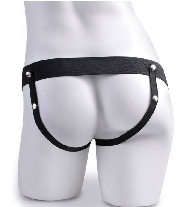 FETISH FANTASY SERIES - ADJUSTABLE HARNESS REMOTE CONTROL REALISTIC PENIS WITH RECHARGEABLE TESTICLES AND VIBRATOR 15 CM