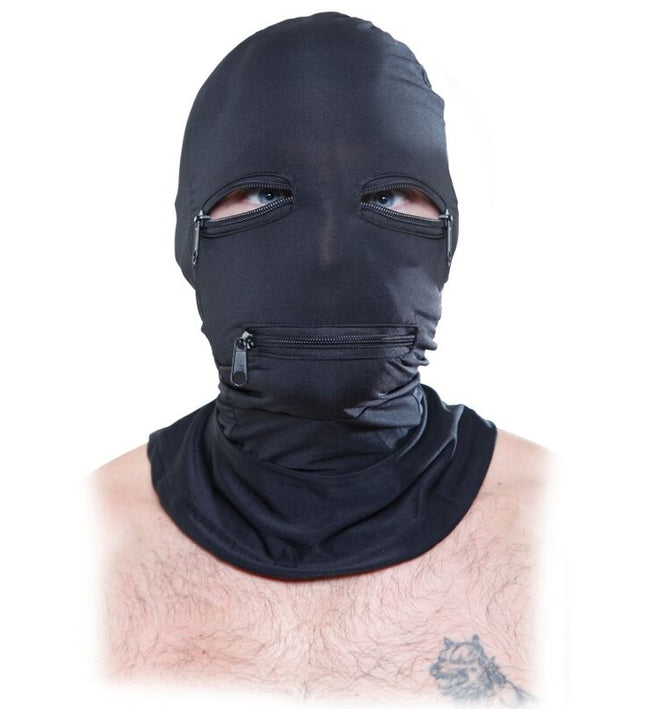 FETISH FANTASY SERIES - HOOD WITH ZIPPERS BLACK