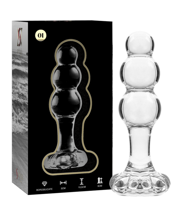 NEBULA SERIES BY IBIZA - MODEL 1 ANAL PLUG BOROSILICATE GLASS CLEAR 10.5 CM -O- 3 CM