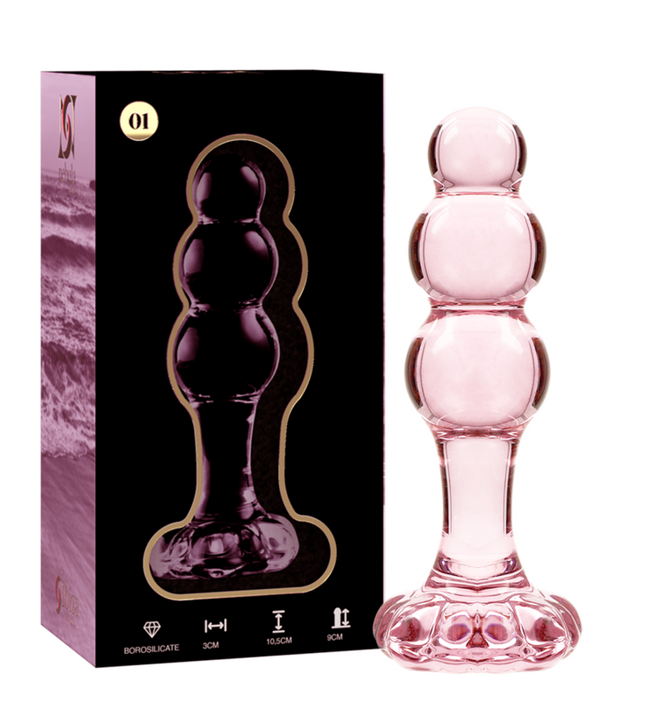 NEBULA SERIES BY IBIZA - MODEL 1 ANAL PLUG BOROSILICATE GLASS PINK 10.5 CM -O- 3 CM