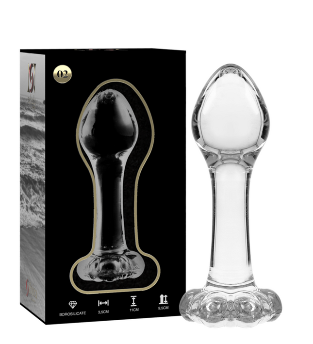 NEBULA SERIES BY IBIZA - MODEL 2 ANAL PLUG BOROSILICATE GLASS CLEAR 11 CM -O- 3.5 CM