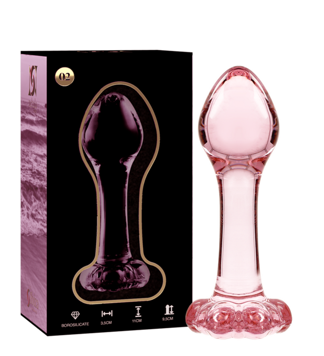 NEBULA SERIES BY IBIZA - MODEL 2 ANAL PLUG BOROSILICATE GLASS PINK 11 CM -O- 3.5 CM