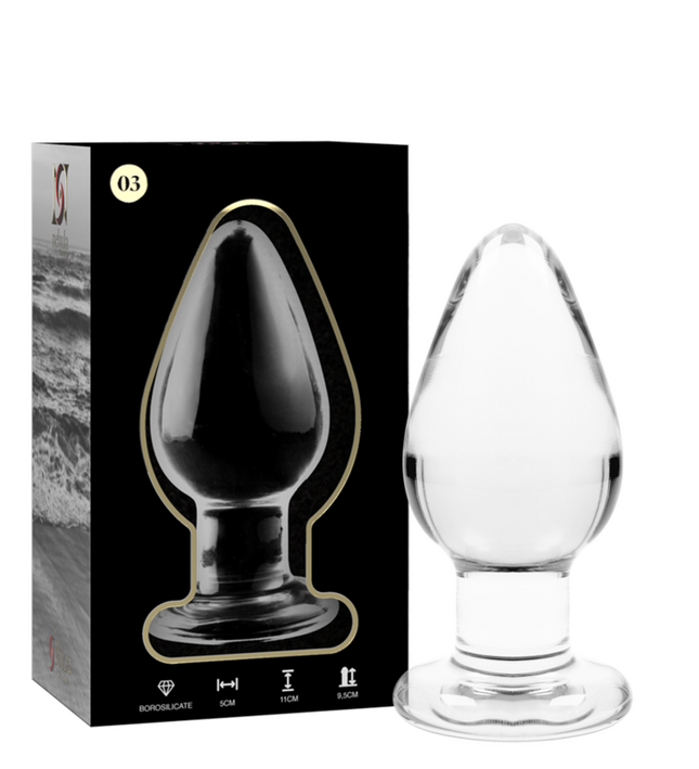 NEBULA SERIES BY IBIZA - MODEL 3 ANAL PLUG BOROSILICATE GLASS TRANSPARENT 11 CM -O- 5 CM