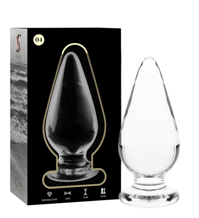 NEBULA SERIES BY IBIZA - MODEL 4 ANAL PLUG BOROSILICATE GLASS CLEAR 11 CM -O- 5 CM