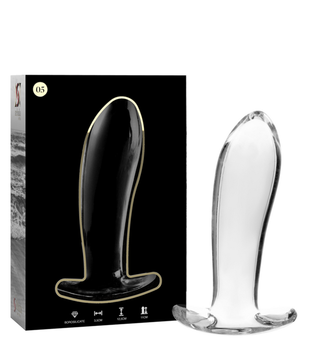NEBULA SERIES BY IBIZA - MODEL 5 ANAL PLUG BOROSILICATE GLASS CLEAR 12.5 CM -O- 3.5 CM