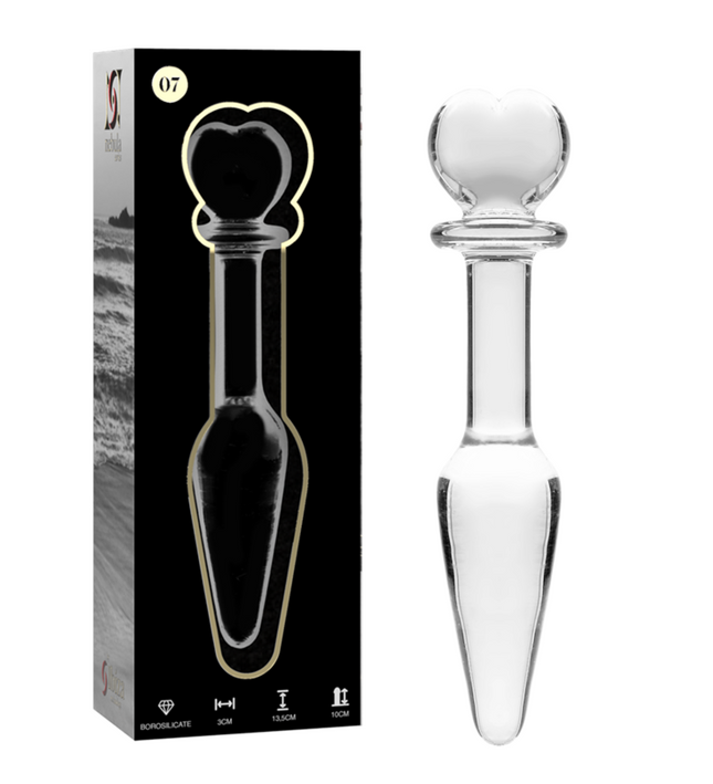 NEBULA SERIES BY IBIZA - MODEL 7 ANAL PLUG BOROSILICATE GLASS CLEAR 13.5 CM -O- 3 CM