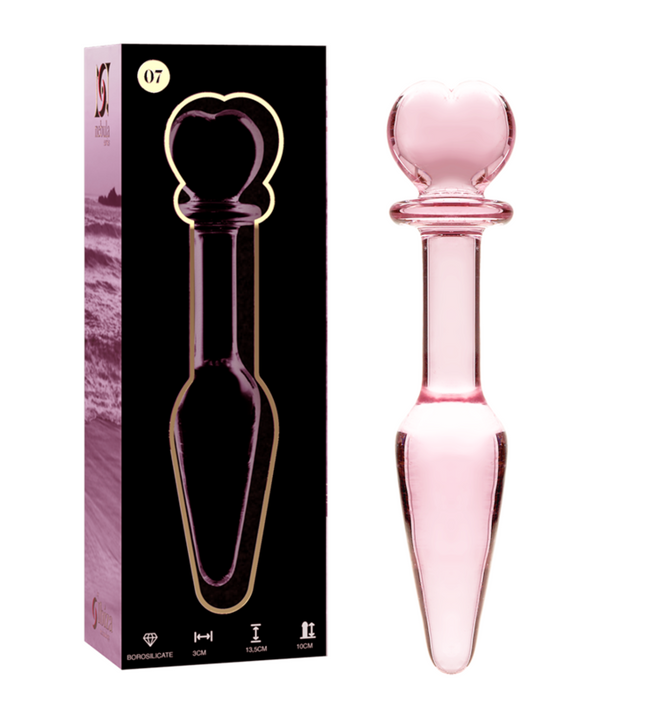 NEBULA SERIES BY IBIZA - MODEL 7 ANAL PLUG BOROSILICATE GLASS PINK 13.5 CM -O- 3 CM