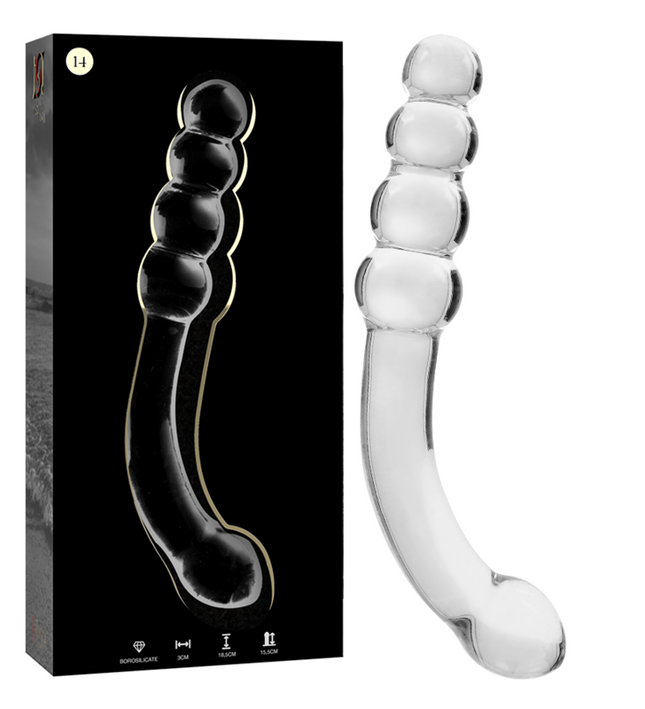 NEBULA SERIES BY IBIZA - MODEL 14 DILDO BOROSILICATE GLASS CLEAR 18.5 CM -O- 3 CM