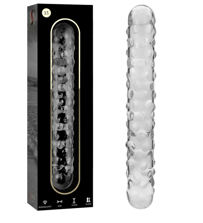 NEBULA SERIES BY IBIZA - MODEL 15 DILDO BOROSILICATE GLASS CLEAR 18.5 CM -O- 3 CM