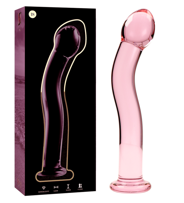 NEBULA SERIES BY IBIZA - MODEL 18 DILDO BOROSILICATE GLASS PINK 18.5 CM -O- 3.5 CM