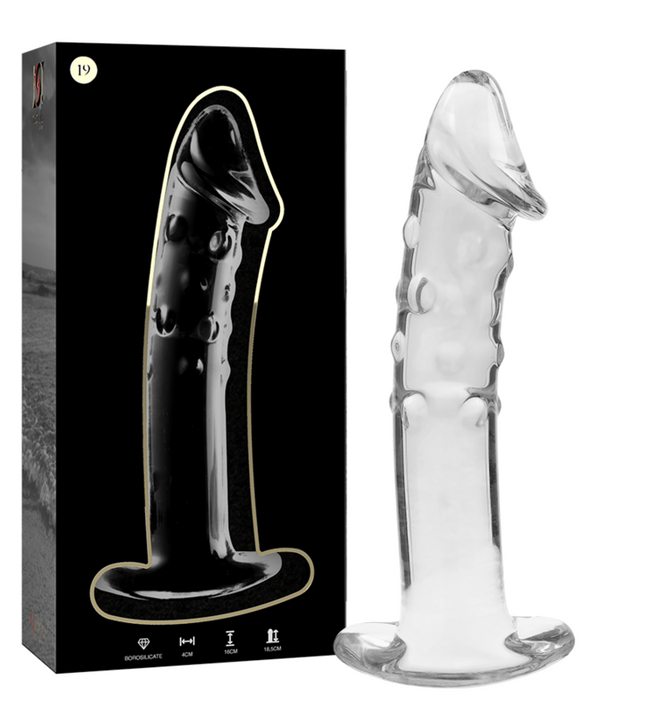 NEBULA SERIES BY IBIZA - MODEL 19 DILDO BOROSILICATE GLASS CLEAR 18.5 CM -O- 4 CM
