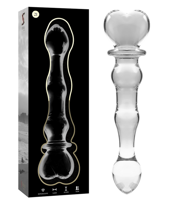 NEBULA SERIES BY IBIZA - MODEL 21 DILDO BOROSILICATE GLASS CLEAR 20.5 CM -O- 3.5 CM