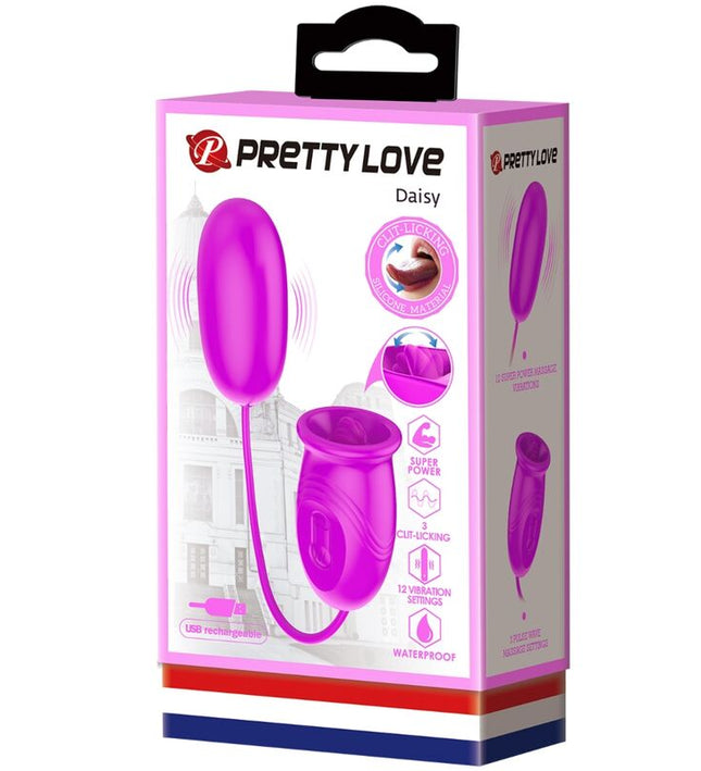 PRETTY LOVE - DAISY DUAL EGG RECHARGEABLE VIBRATOR PURPLE
