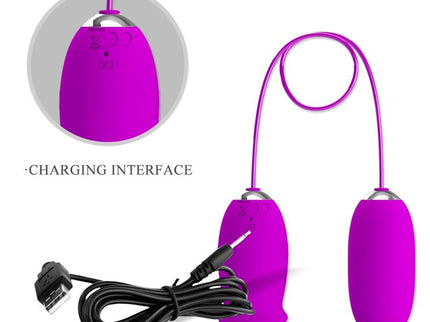 PRETTY LOVE - DAISY DUAL EGG RECHARGEABLE VIBRATOR PURPLE