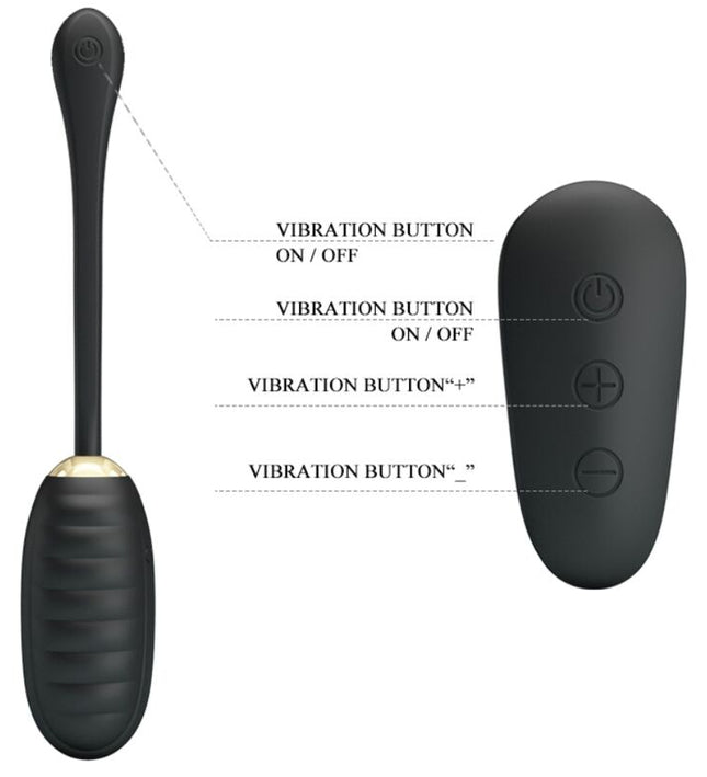 PRETTY LOVE - DOREEN LUXURY RECHARGEABLE VIBRATING EGG BLACK REMOTE CONTROL