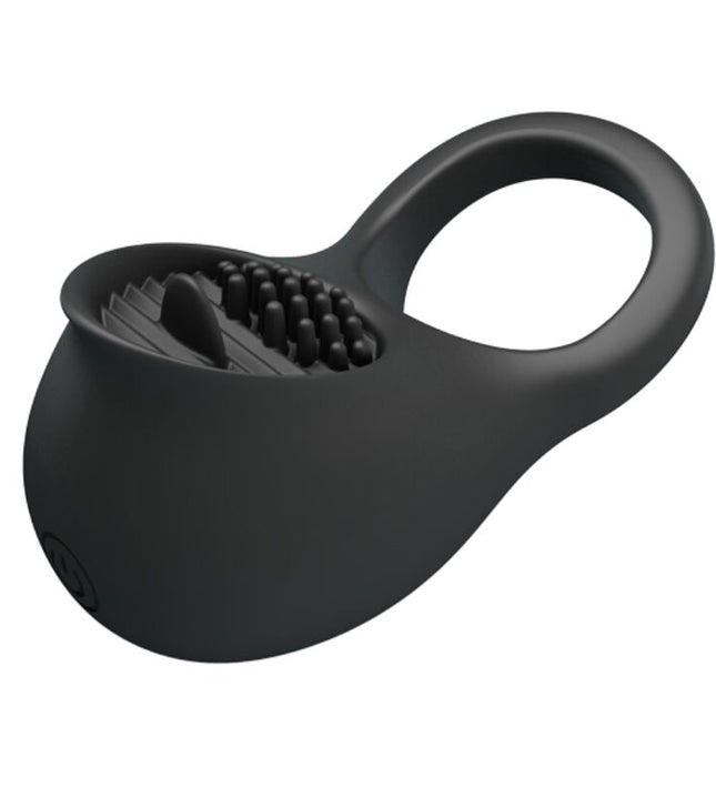 PRETTY LOVE - VIBRATING PENIS RING WITH BLACK TONGUE