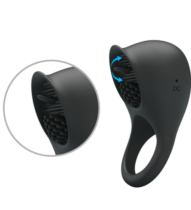 PRETTY LOVE - VIBRATING PENIS RING WITH BLACK TONGUE