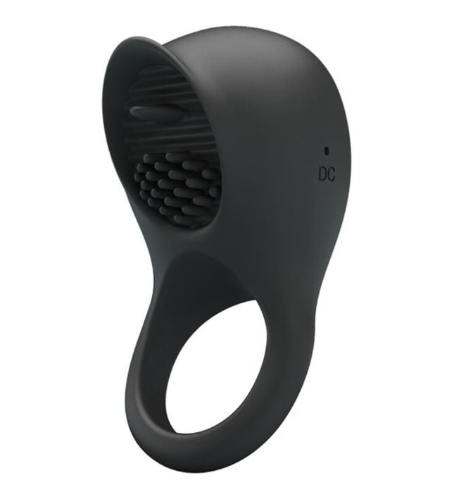PRETTY LOVE - VIBRATING PENIS RING WITH BLACK TONGUE