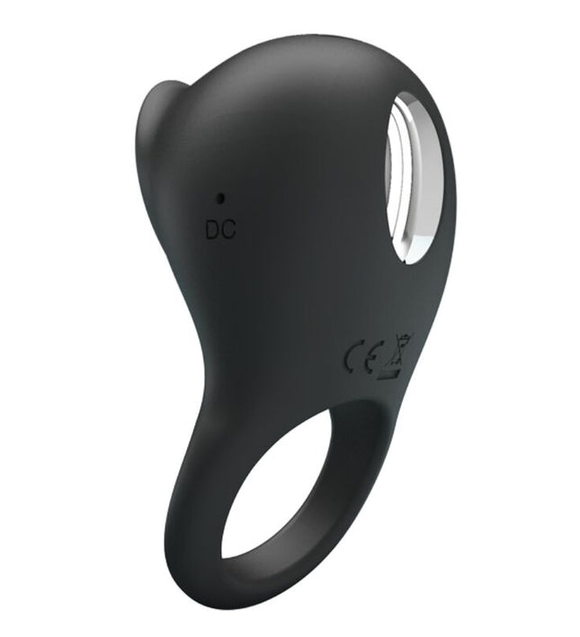 PRETTY LOVE - VIBRATING PENIS RING WITH BLACK TONGUE